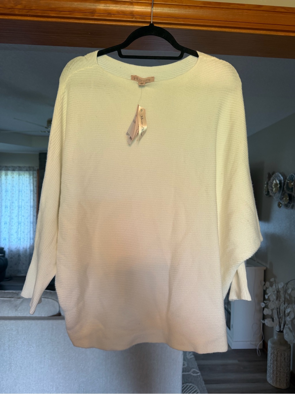 Philosophy Ivory Ribbed Crewneck Top
